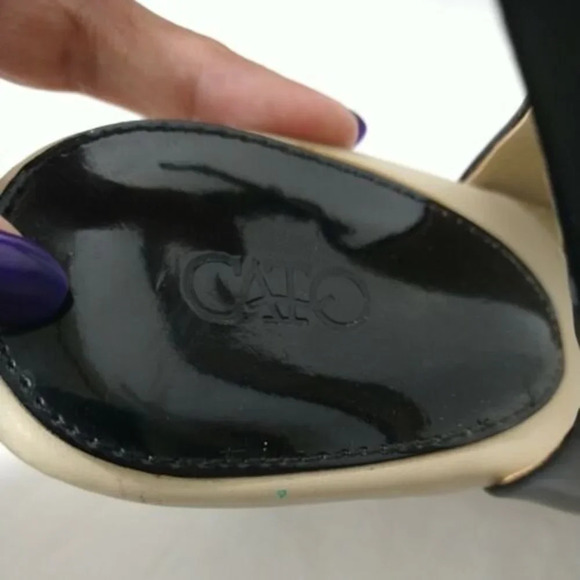 Cato Open Toe Cork Wedge Heels Slingback Women Size 9 M Black Patent Leather - Picture 7 of 11